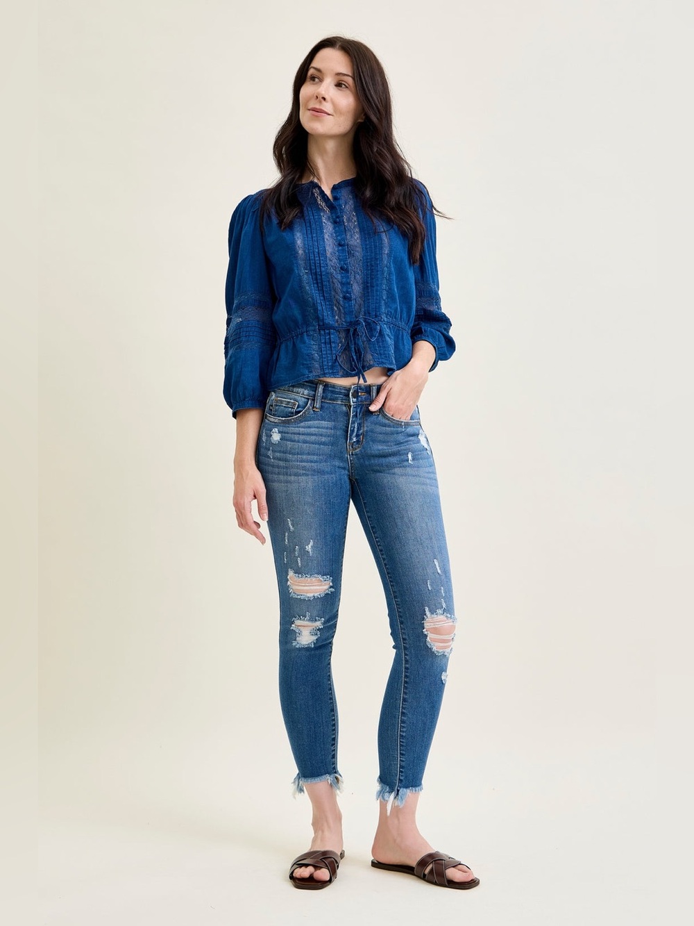 JUDY BLUE SIENNA DISTRESSED HEM SKINNY JEAN